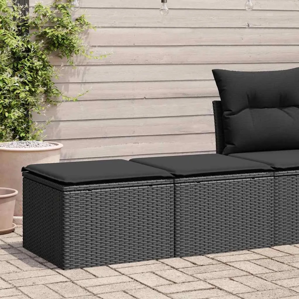 2 pcs conjunto sofás jardim c/ almofadões vime PE/acácia preto