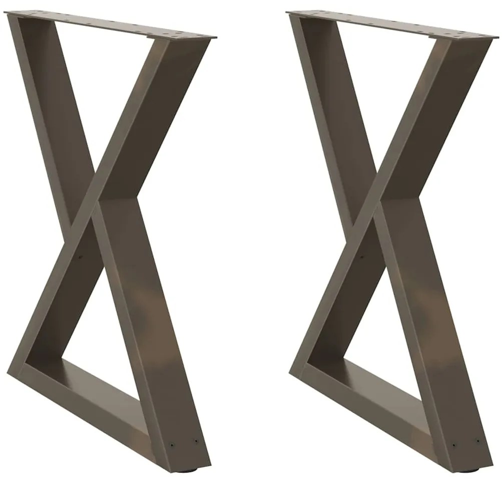 Pés para mesa de jantar 2 peças aço natural 70x(72-73,3) cm aço