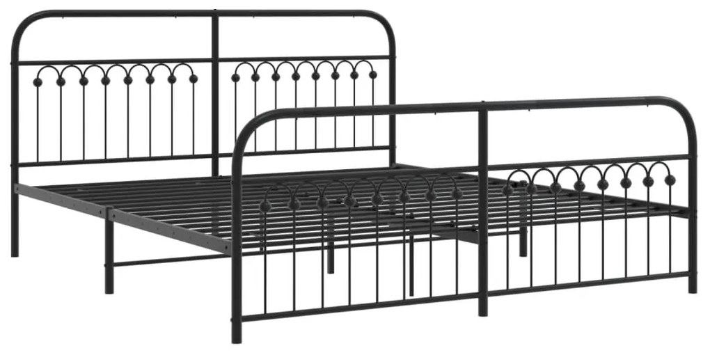 Estrutura de cama com cabeceira e pés 183x213 cm metal preto
