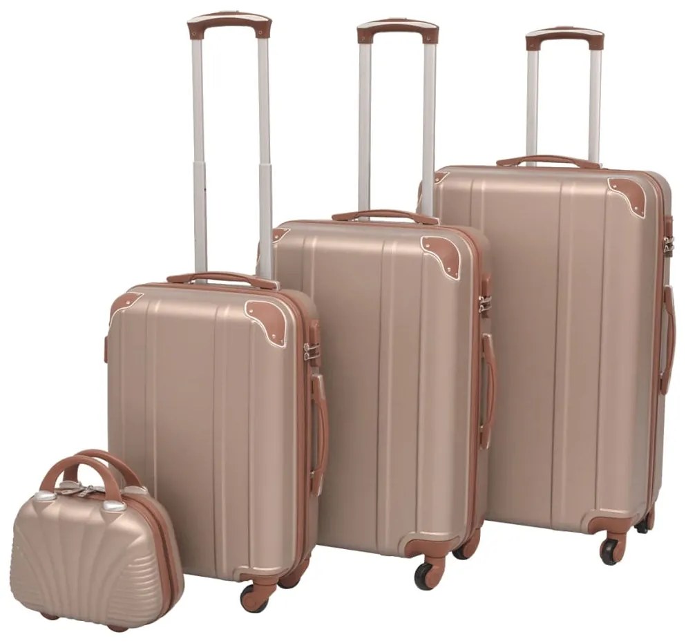 91193 vidaXL Conjunto de tróleis em estojo rígido 4 pcs champanhe