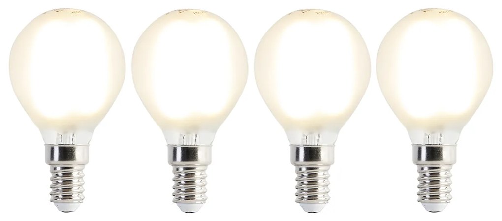 Conjunto de 4 lâmpadas LED E14 P45 mate 3,5W 360lm 2700K