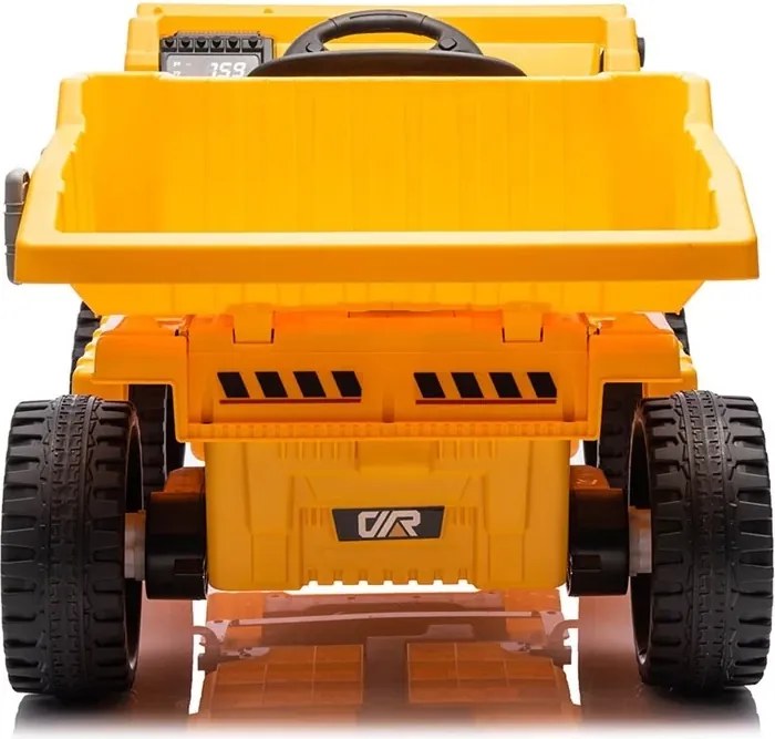 Camião Obras elétrico para crianças com caixa 12V 4x4, pneus em borracha e assento em pele artificial crianças até aos 5 anos Amarelo