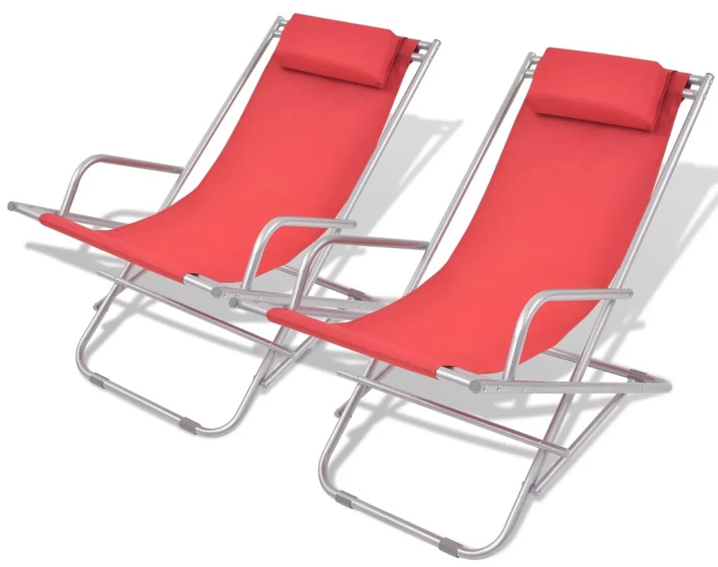 vidaXL Cadeiras de jardim reclináveis 2 pcs aço vermelho