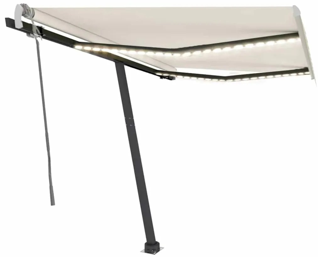 Toldo retrátil manual com LED 350x250 cm cor creme