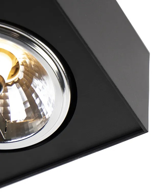 Projetores de design quadrado preto 4 luzes - Kaya Moderno