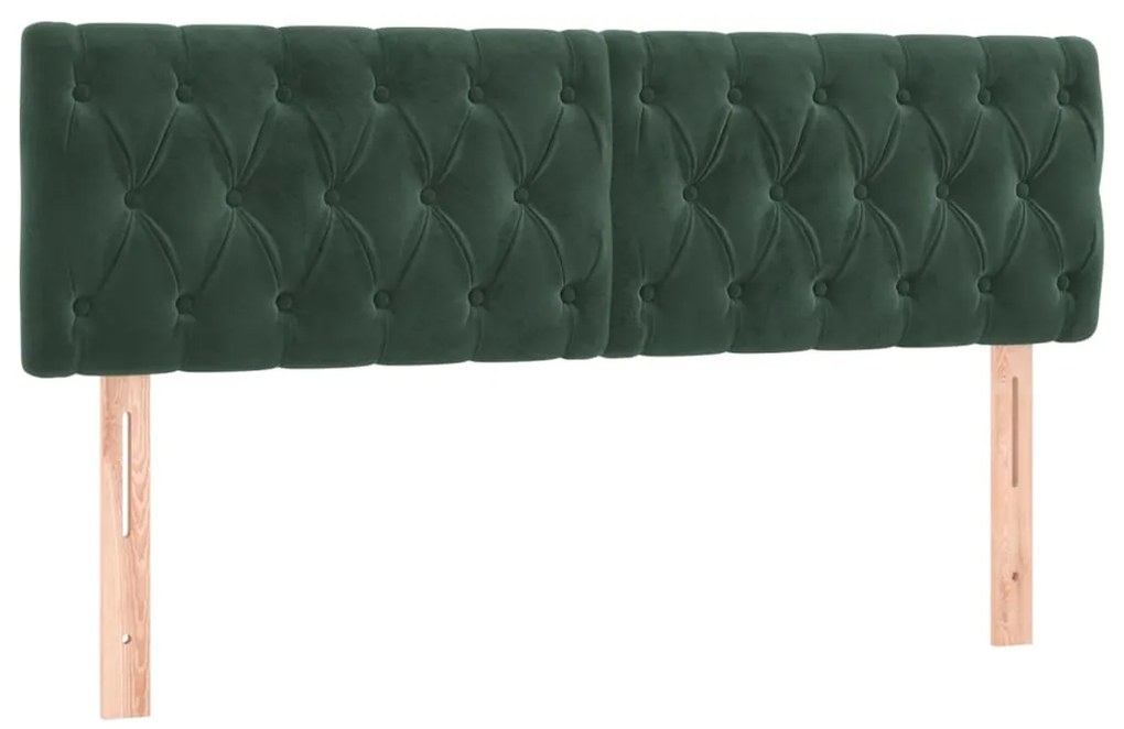 Cama com molas/colchão 140x200 cm veludo verde-escuro