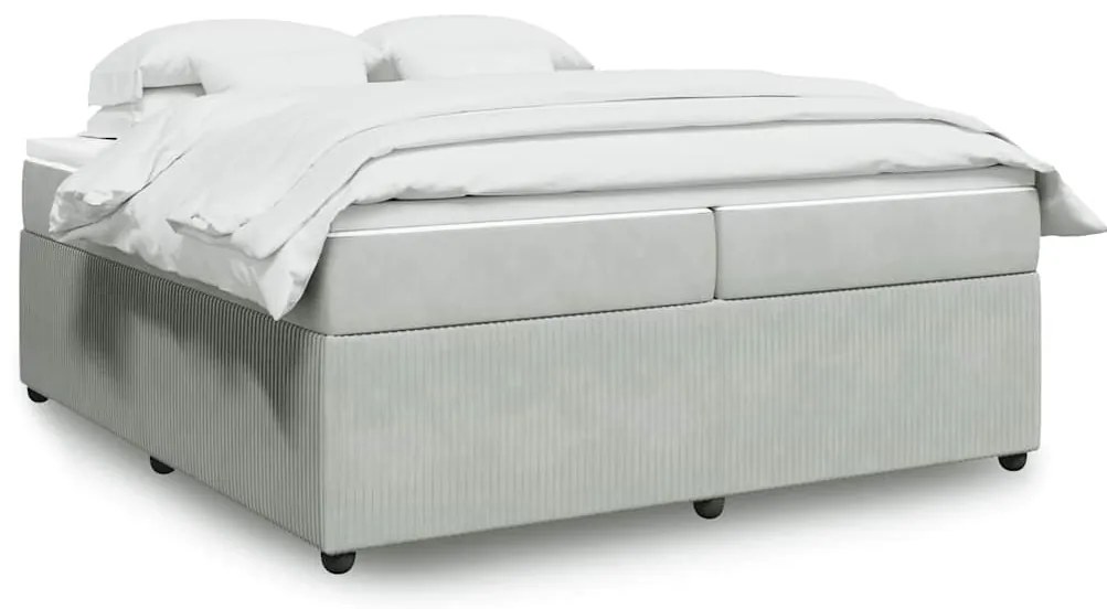 vidaXL Cama com molas/colchão 200x200 cm veludo cinzento-claro