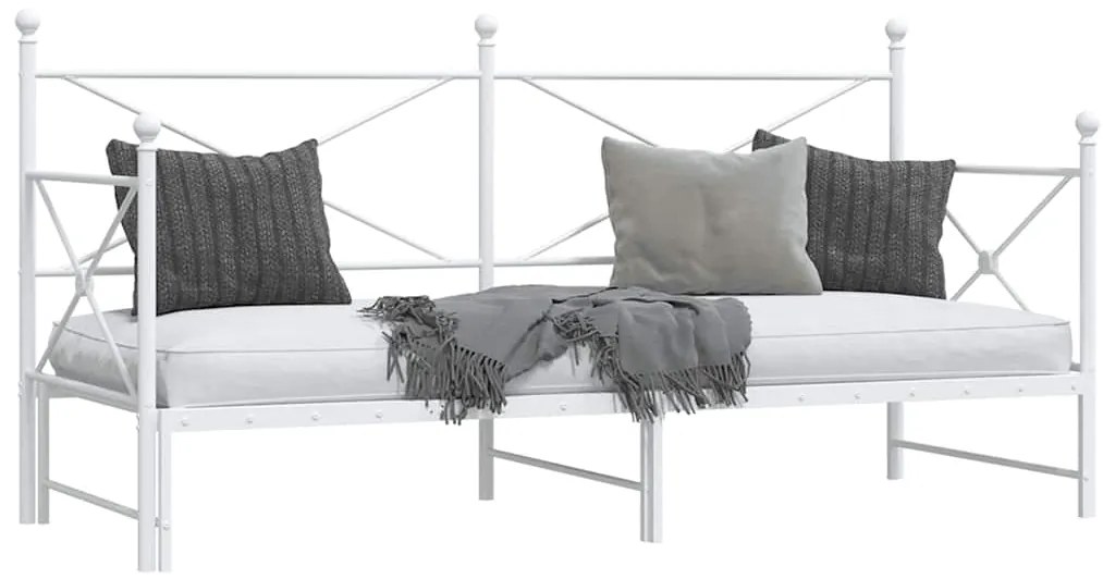 Cama de dia com gavetão sem colchão 90x190 cm aço branco