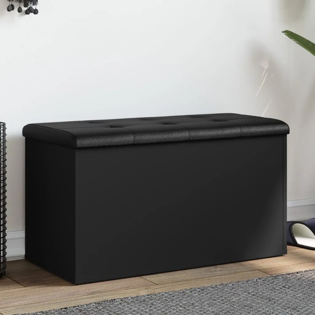 vidaXL Banco de arrumação 82x42x45 cm derivados de madeira preto