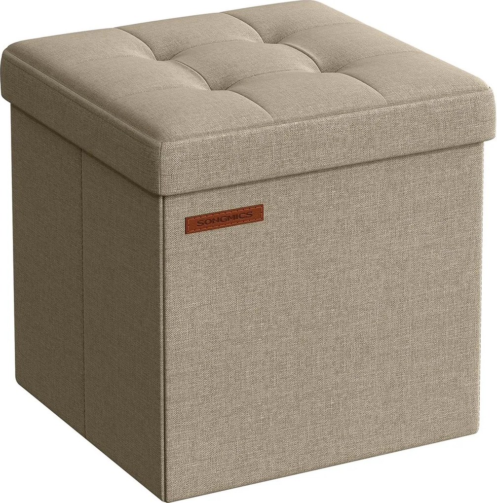 Banco quadrado dobrável com espaço de arrumação 30 x 30 cm Castanho Camelo