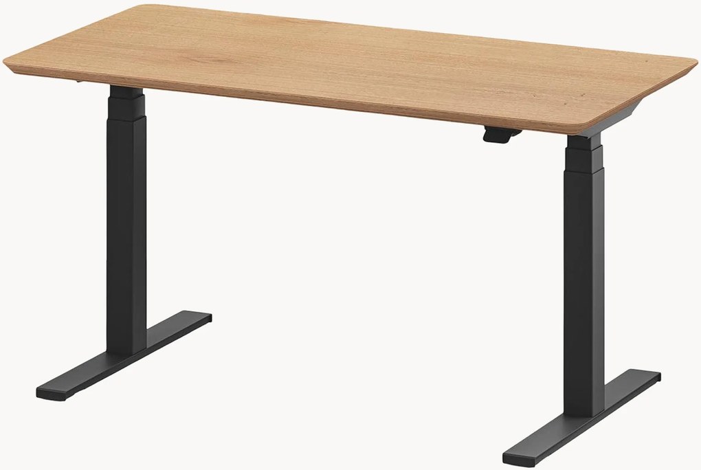 Secretária vertical artesanal com tampo em madeira de carvalho e ajuste elétrico de altura Pro