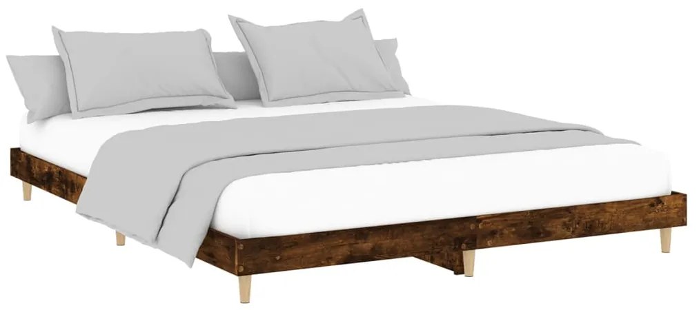Estrutura de cama sem colchão 160x200 cm carvalho fumado