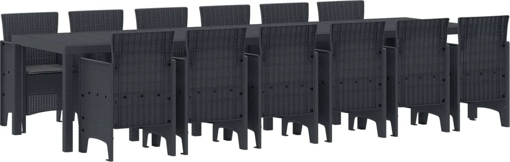 vidaXL Conjunto de Jantar para Jardim 13 pcs Antracite Rattan Polt