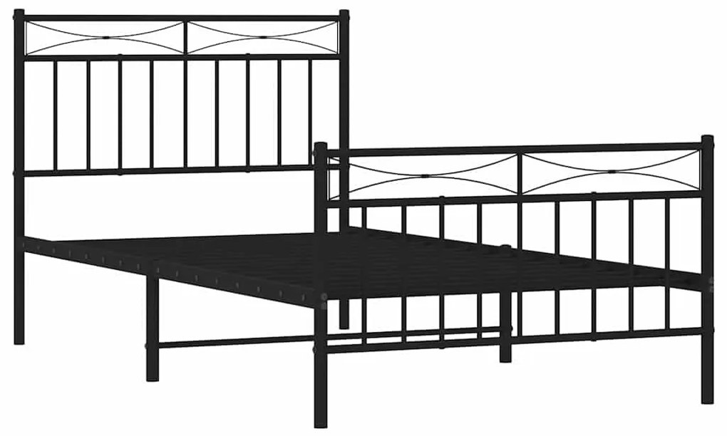 Estrutura de cama com cabeceira e pés 100x190 cm metal preto