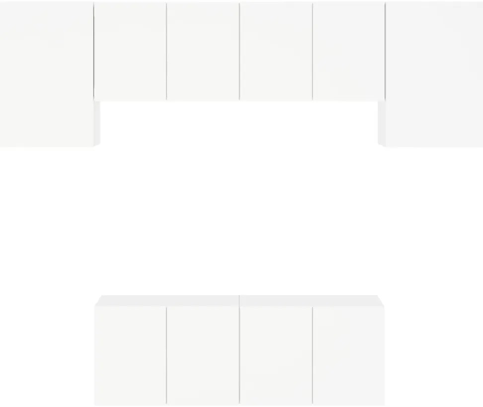 6 pcs móveis de parede p/ TV derivados de madeira branco