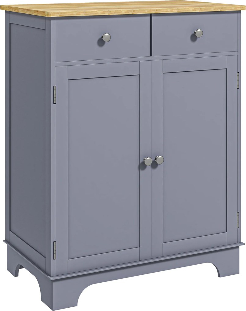 HOMCOM Aparador para Sala 68x40,3x85 cm 2 Gavetas e Armário com Prateleira Regulável Cinza | Aosom Portugal