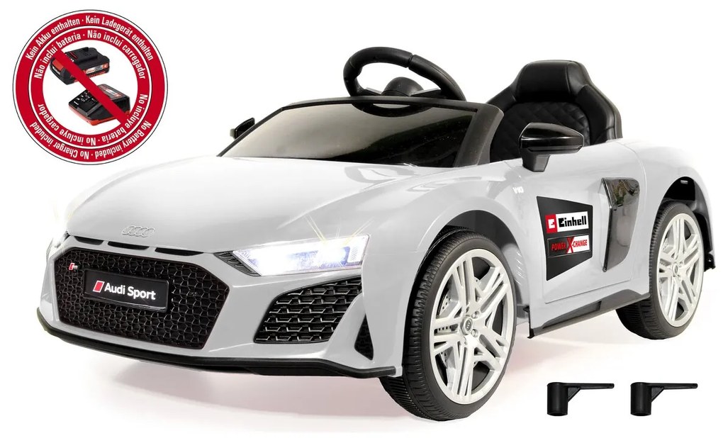 Carro elétrico infantil Audi R8 branco 18V Einhell Power X-Change Bateria e carregador não incluídos