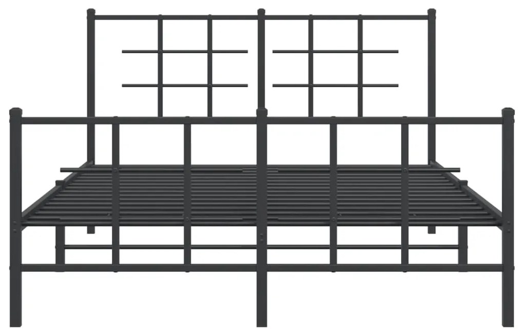 Estrutura de cama com cabeceira e pés 140x190 cm metal preto