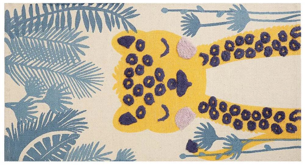 Tapete para crianças em algodão multicolor com motivo de leopardo 80 x 150 cm LUAS Beliani
