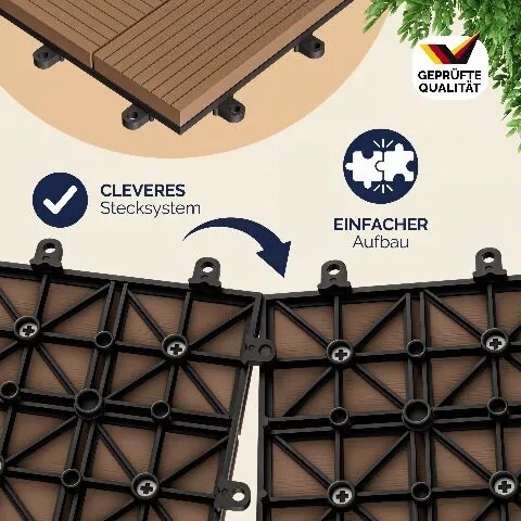 Conjunto 11 unidades Ladrilhos compostos para terraços, 30 x 30 cm mosaico cor terracota