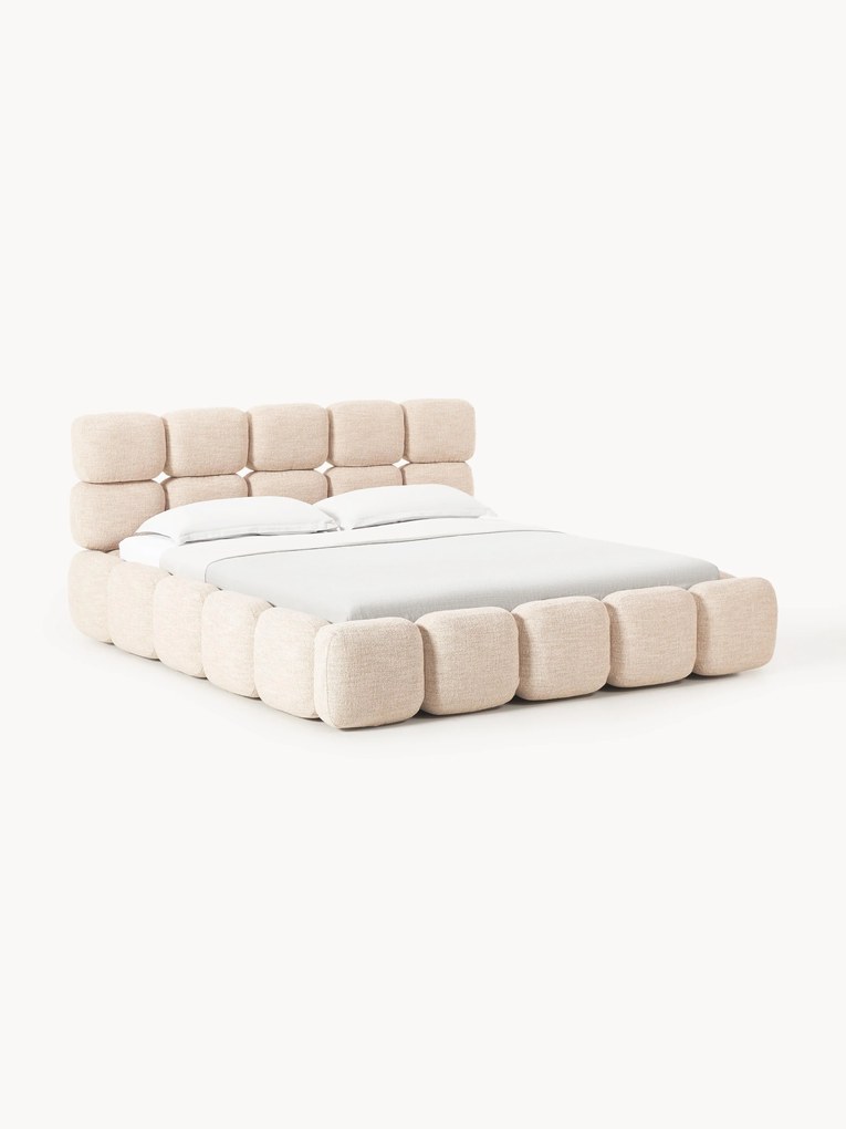 Bouclé Upholstered Bed Tayla with Storage Space