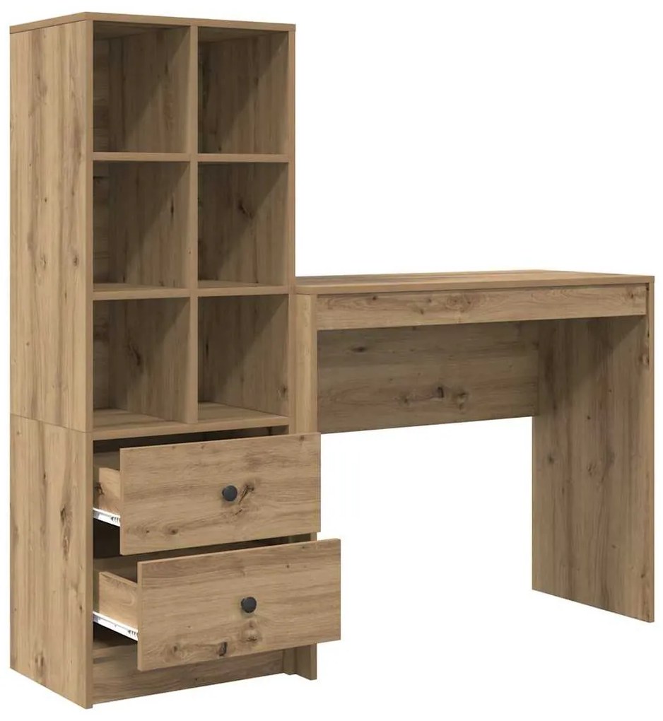 Mesa com Armazenamento Carvalho Artesanal Madeira de Engenharia