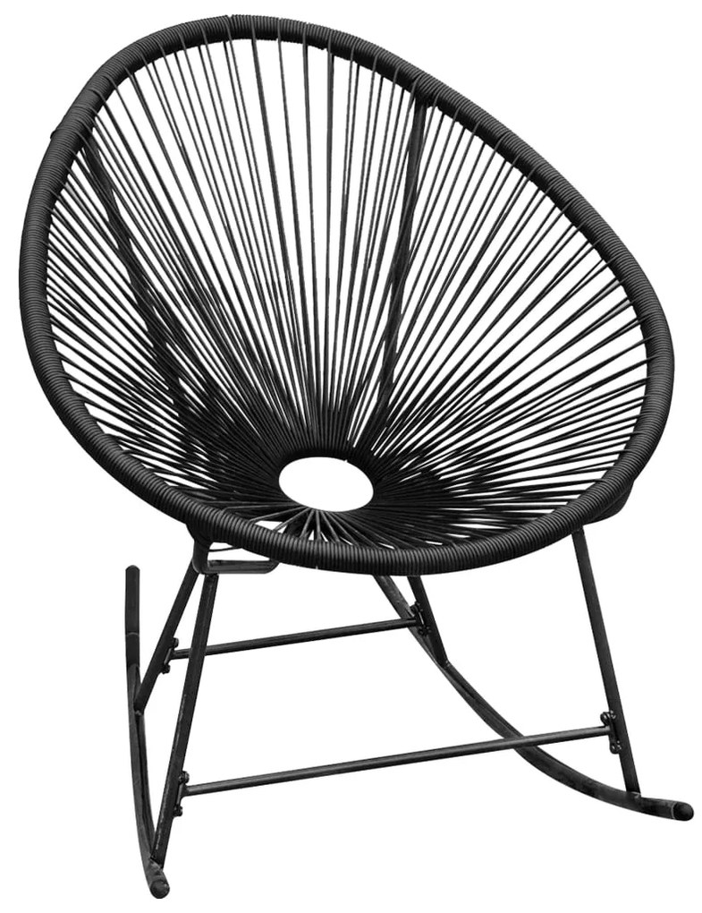 42073 vidaXL Cadeira de baloiço para jardim vime PE preto