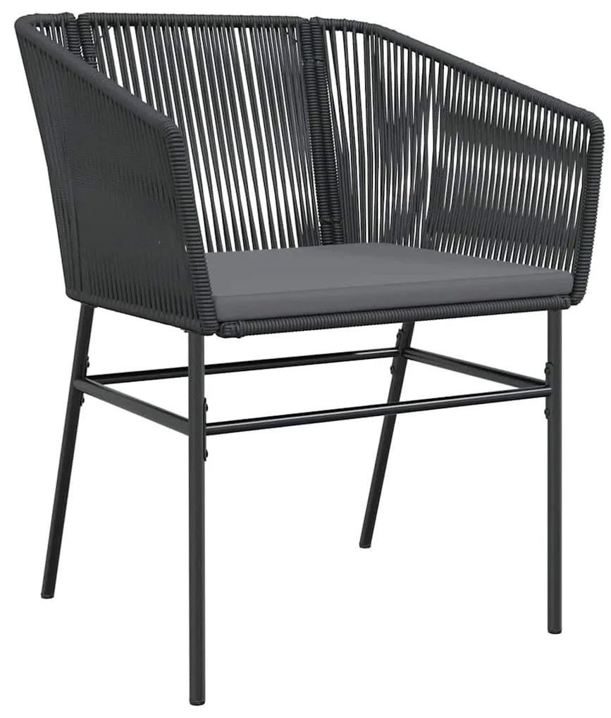 Conjunto de jantar jardim 5 peças almofadas vidro vime PE preto