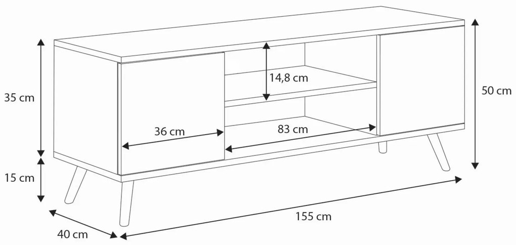Móvel TV 155 cm cor carvalho artesanal