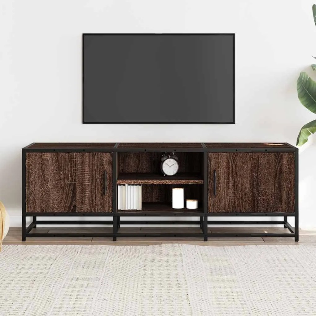 Móvel TV 120x35x41 cm derivados madeira/metal carvalho castanho