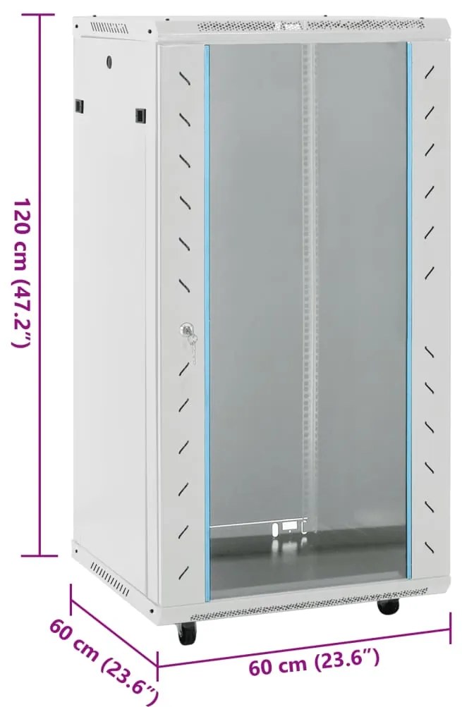 Armário bastidor 22U c/ pés giratórios 19" IP20 60x60x120 cm