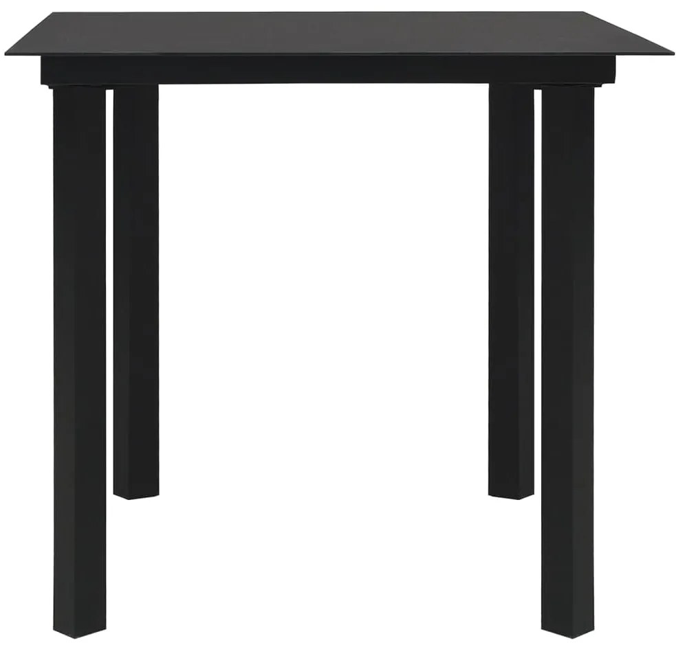 3 pcs conjunto de jantar para jardim vime PVC preto
