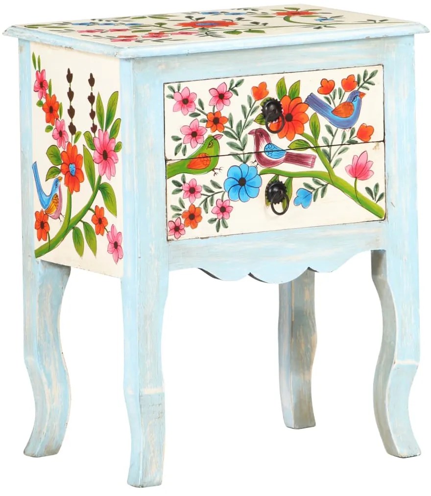 vidaXL Mesa de cabeceira pintada à mão 40x30x50 cm mangueira maciça