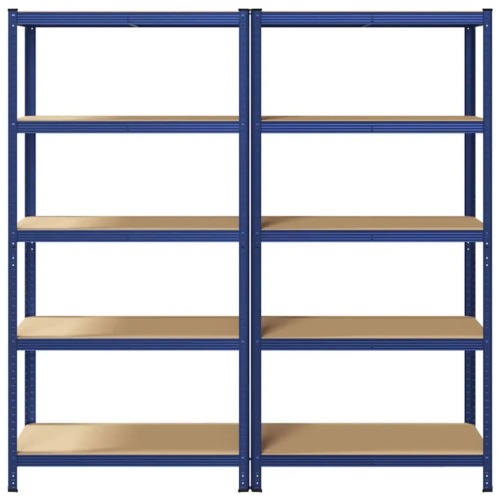 Prateleiras de armazenamento de 5 camadas 2 pcs aço azul