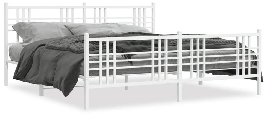 vidaXL Estrutura de cama com cabeceira e pés 180x200 cm metal branco