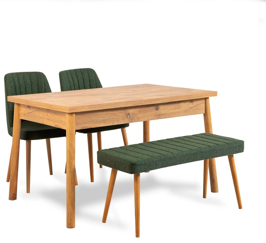 Conjunto de Mesa e Cadeiras Costa – Pinho Atlântico Verde – Mesa: 120x