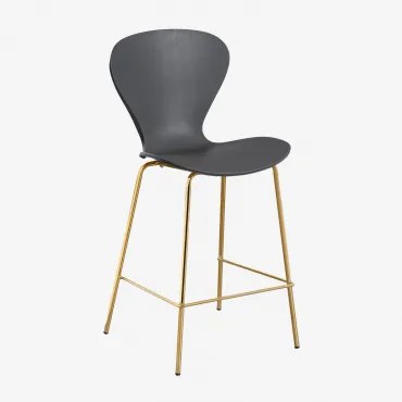 Taburete Alto Uit ↑65 Cm & Dourado & Polipropileno Cinzento Escuro - Sklum
