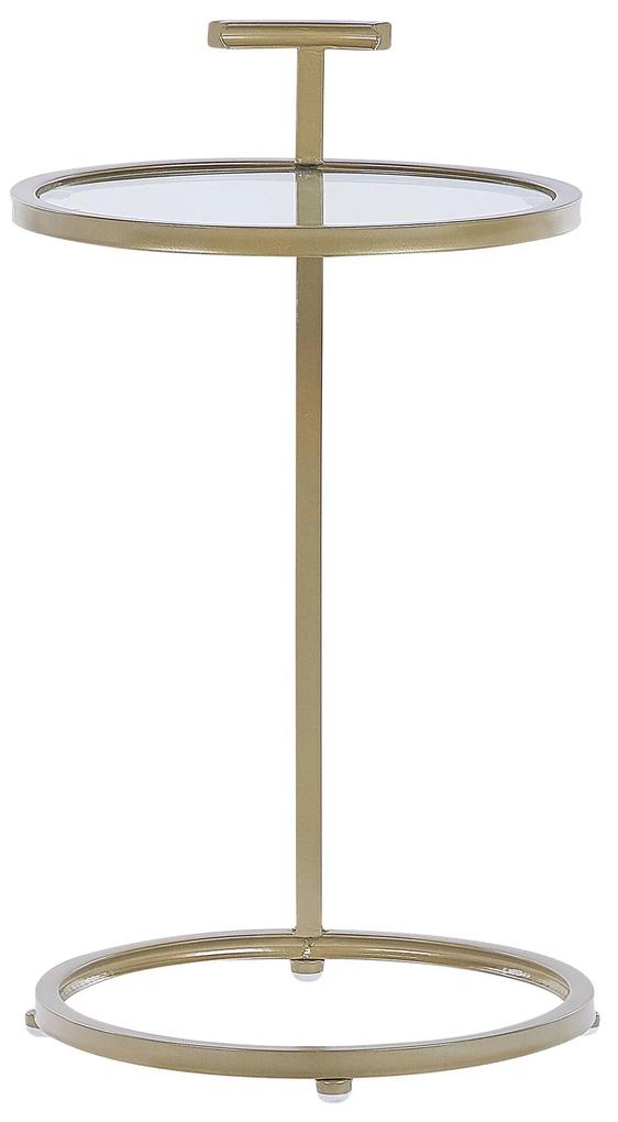 Mesa de apoio em metal dourado e vidro ⌀ 40 cm SHELBY Beliani