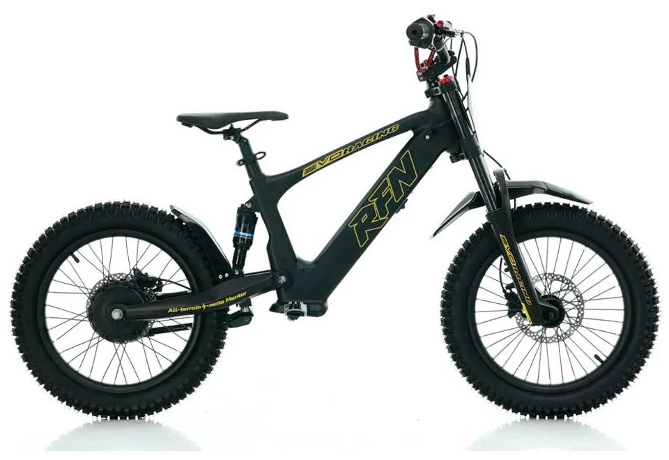 Bicicleta elétrica infantil 500W Roan RXF Evo Racing 18" Preta e Dourada
