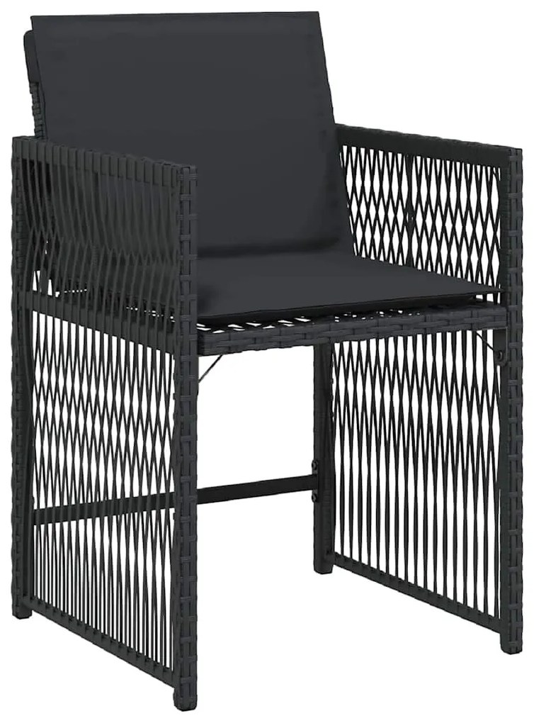 Conjunto de Jantar para Jardim com 5 Peças e Almofadas Preto Poli Ratt