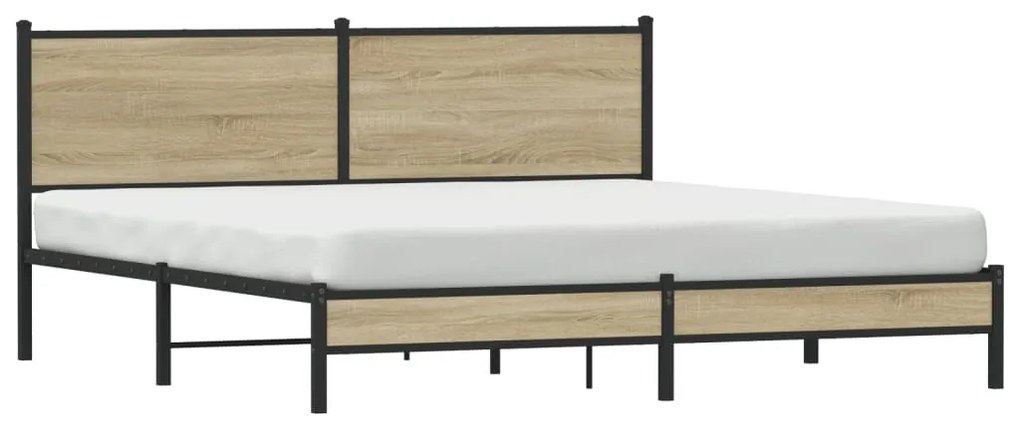 Estrutura de cama sem colchão 180x200cm metal carvalho sonoma