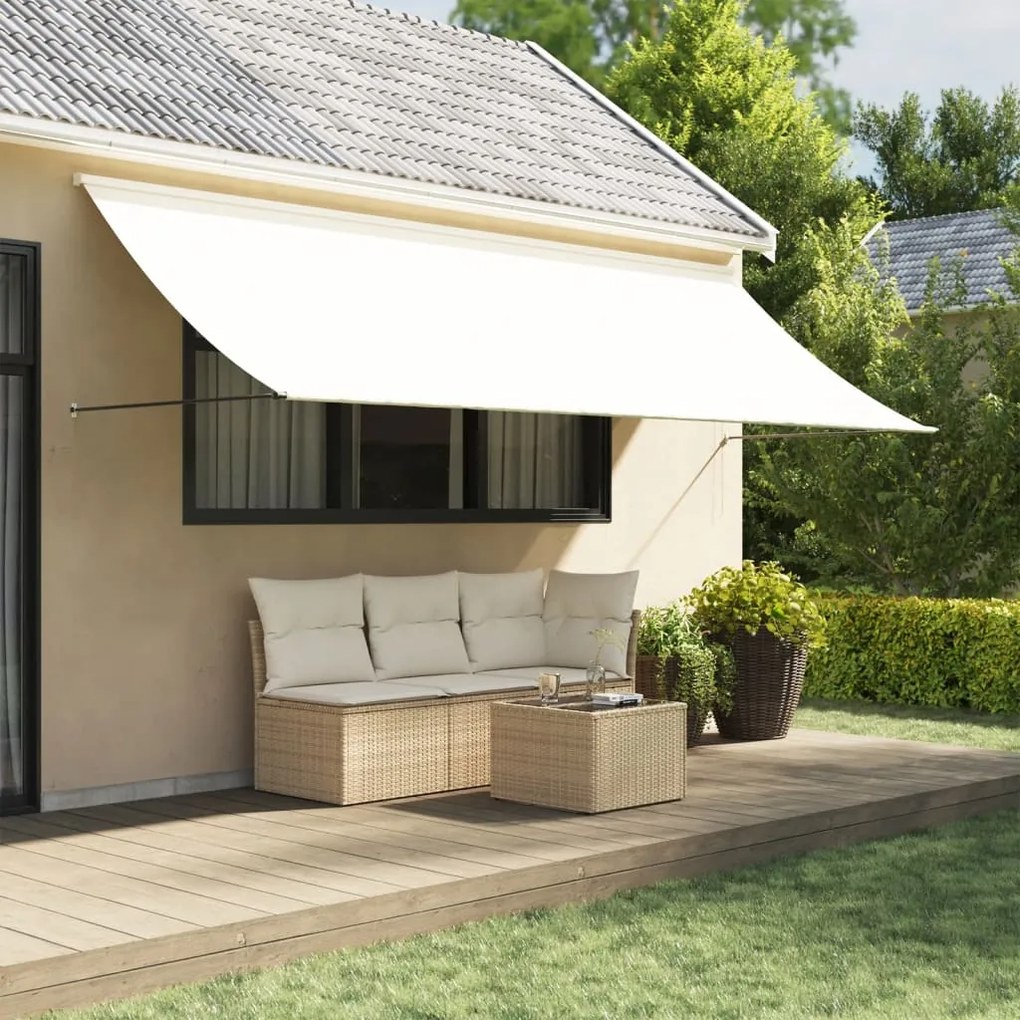 Toldo retrátil 400x150 cm tecido e aço cor creme