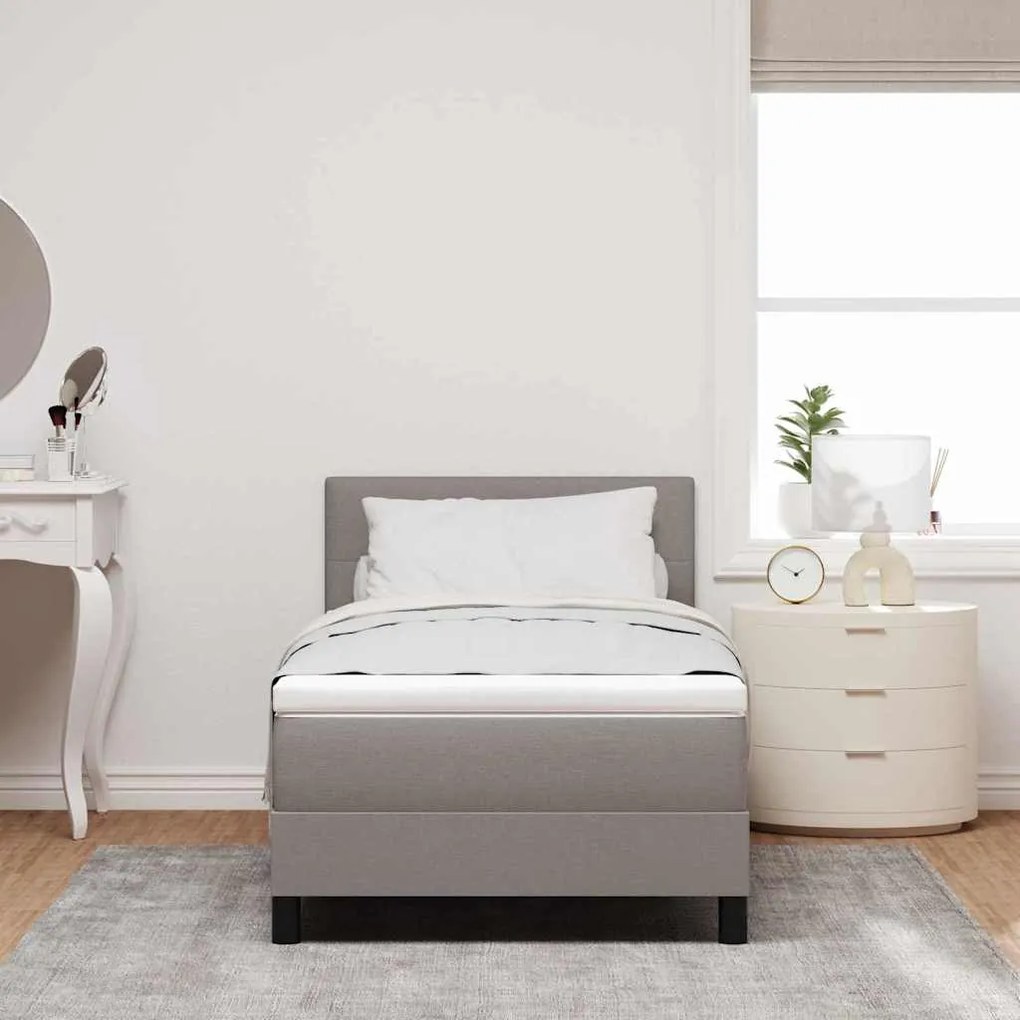 Cama Box Spring com Colchão Taupe 80x200 cm Tecido