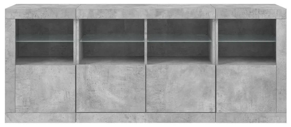 Aparador com luzes LED 163x37x67 cm cinzento cimento