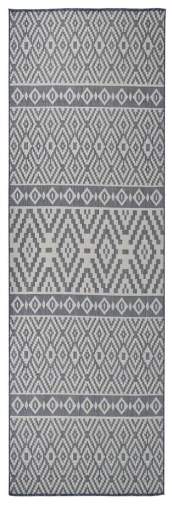 vidaXL Tapete de tecido plano para exterior 80x250 cm riscas azuis