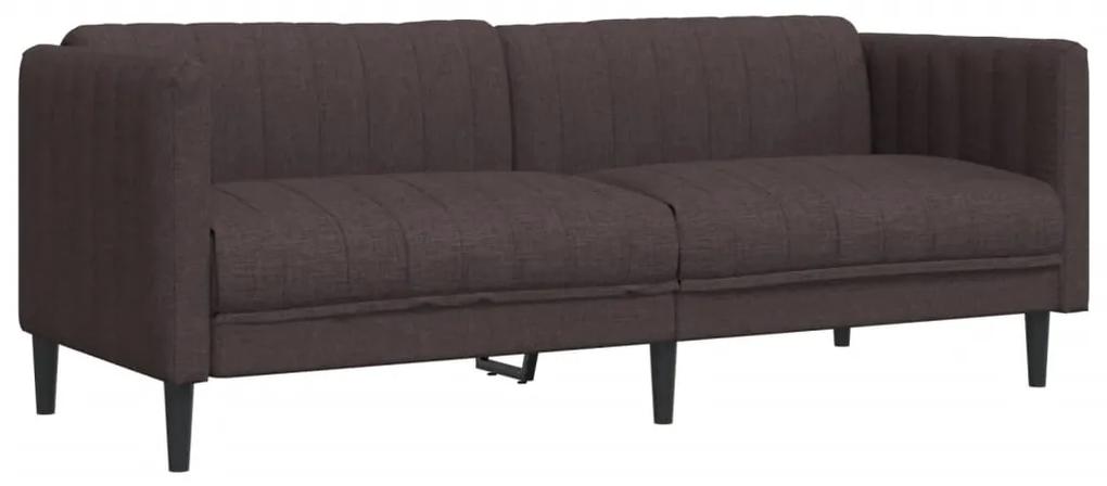 3 pcs conjunto de sofás tecido castanho-escuro