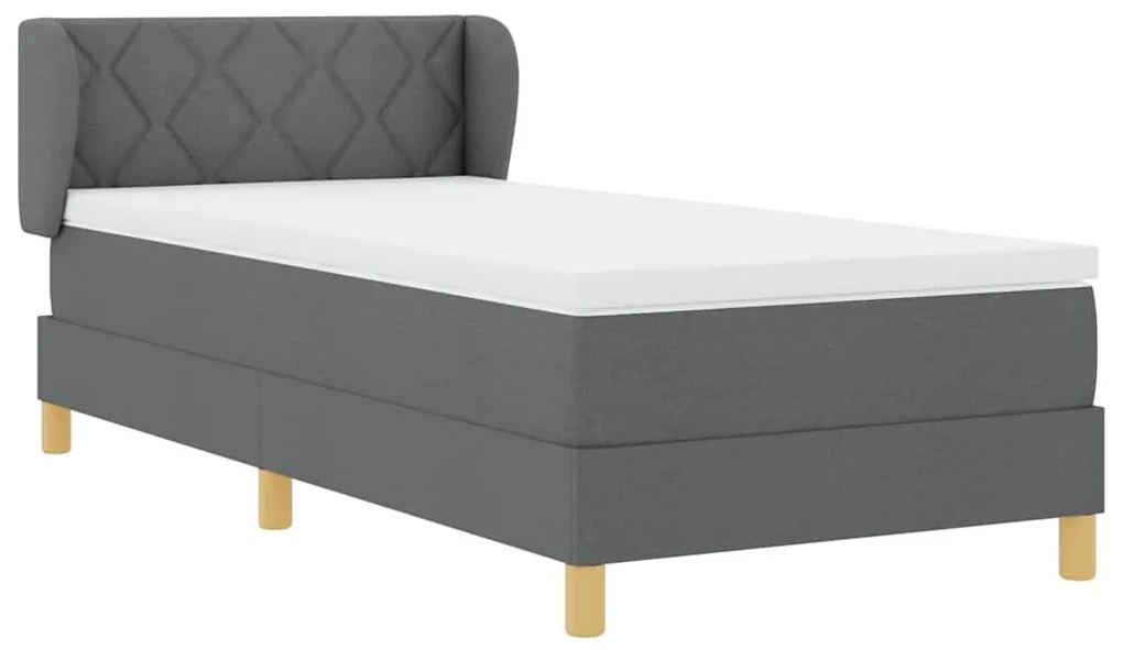 Cama Box Spring com Colchão vidaXL, Cinza Escuro, 90x190 cm Tecido