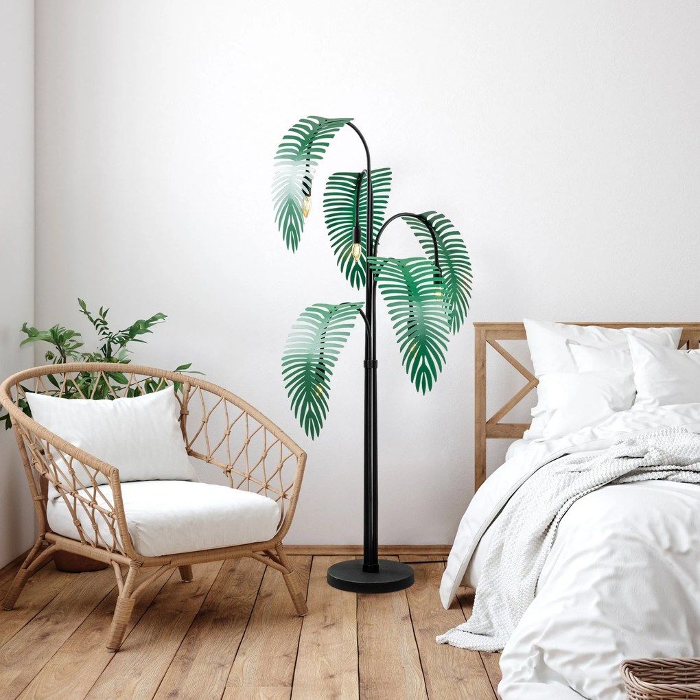 Candeeiro de Pé Palm – Preto/Verde – 71 x 71 x 157 cm