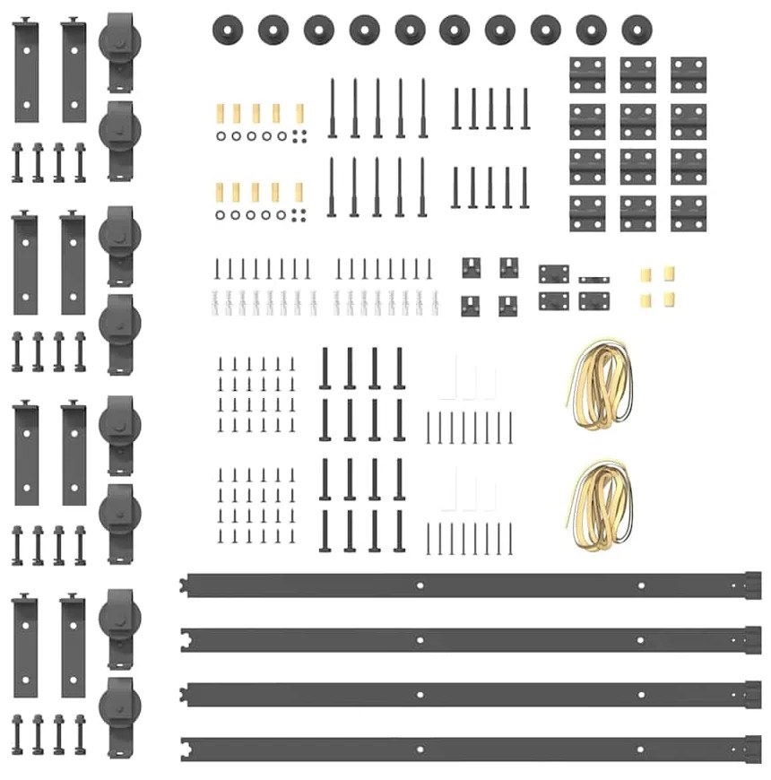 Kit de ferragens para porta deslizante 400 cm aço preto