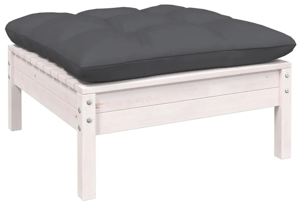 12 pcs conj. lounge de jardim c/ almofadões pinho maciço branco